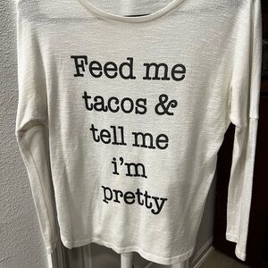 Taco Graphic Long sleeve Cream Knit Taco Top size S